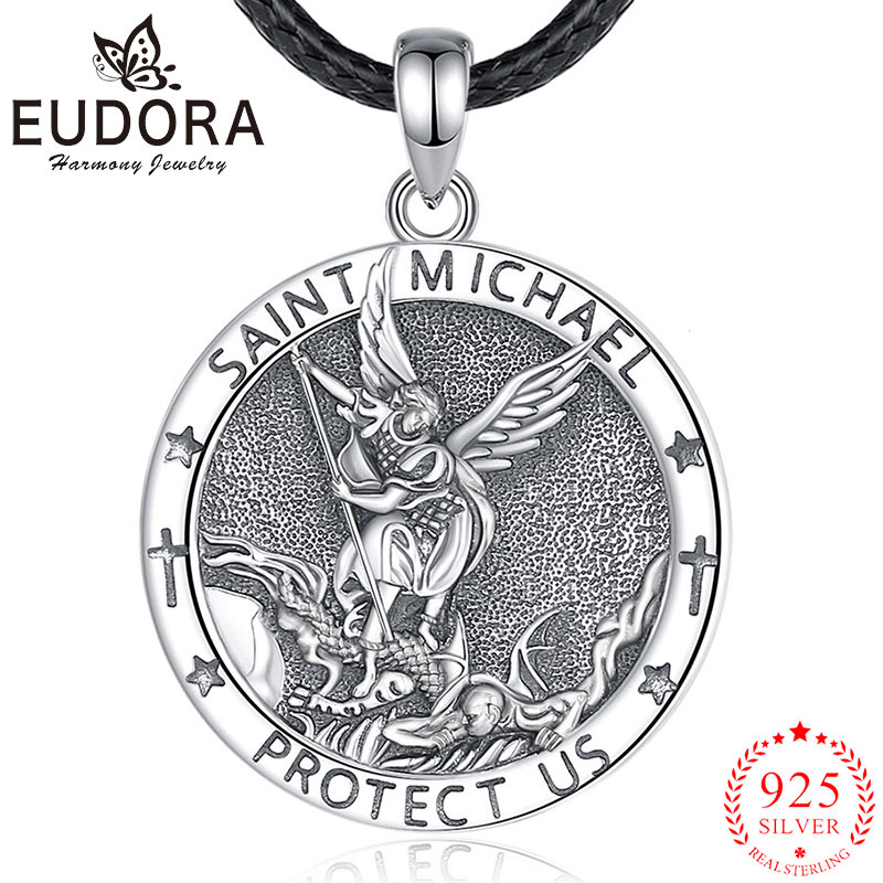 925 Sterling Silver Chain Necklace Men - Eudora Saint Michael Necklace 925 Sterling
