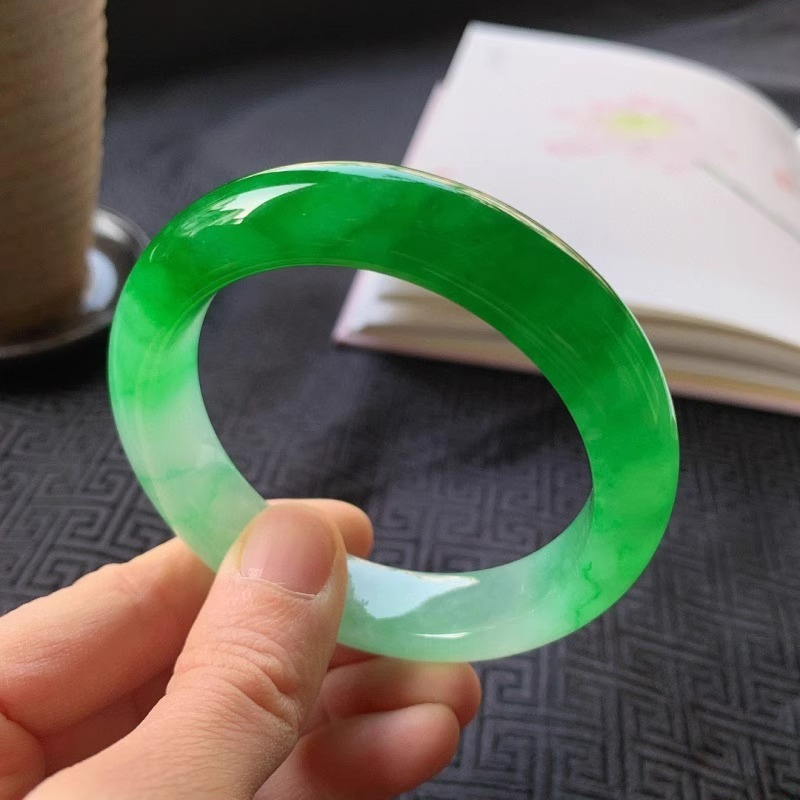 Bracelets - Myanmar ice bracelet bright flat bangle