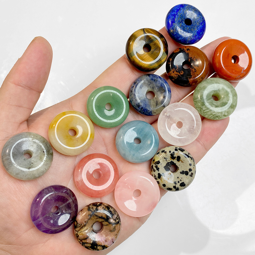 Crystal Pendant Necklace Natural Stone - 1pc 25MM Circle Donut for Necklace