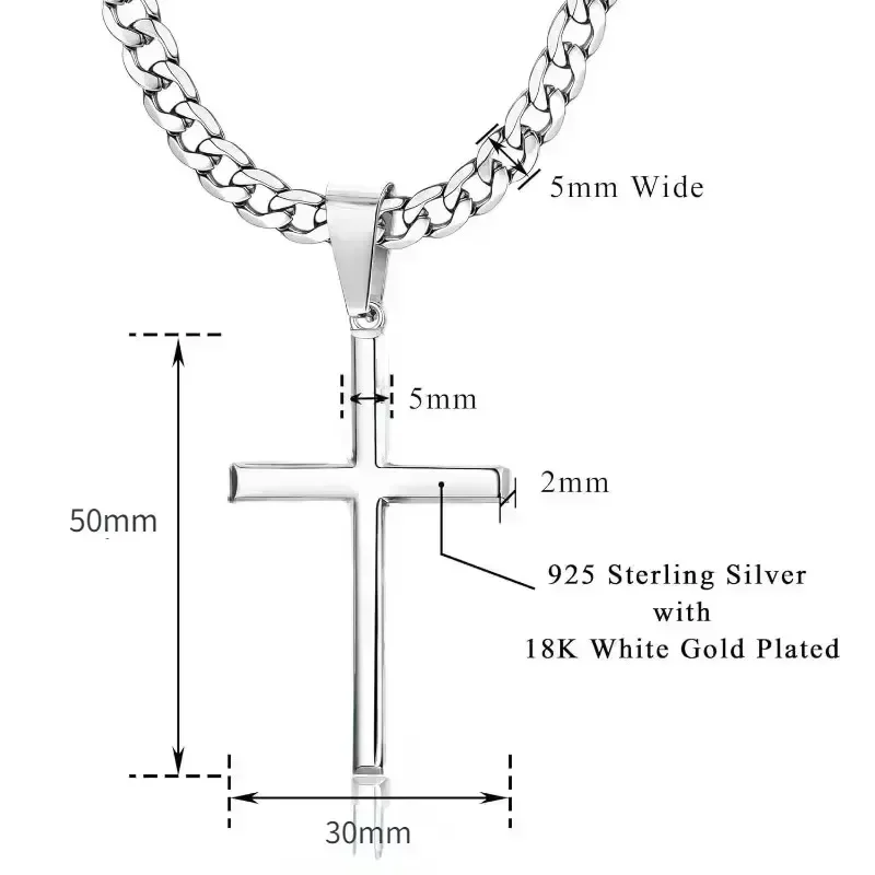 925 Sterling Silver Cross Neck - 925 Sterling Silver Chain Necklace Men ulasan dan harga