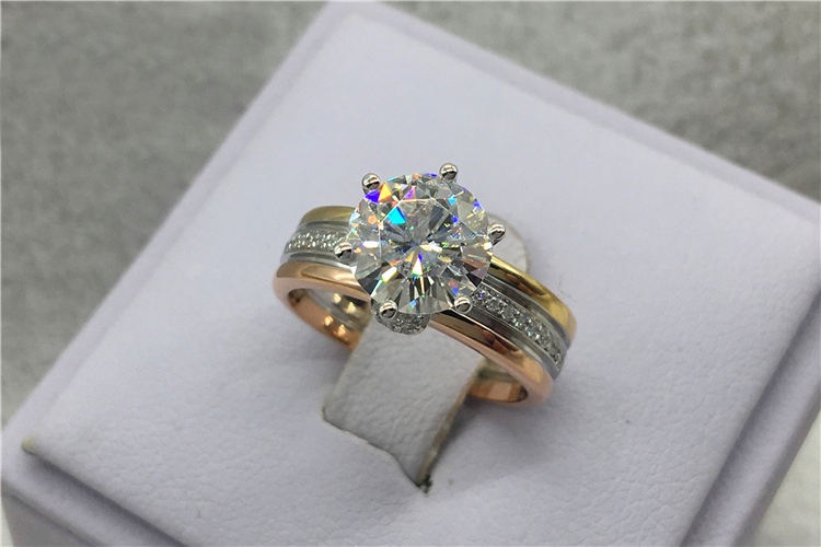 Custom Solid 18K Au750 Yellow  - Moissanite Engagement Ring 1 Carat ulasan dan harga