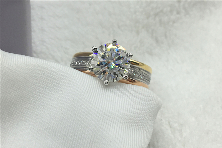 Custom Solid 18K Au750 Yellow  - Moissanite Engagement Ring 1 Carat ulasan dan harga