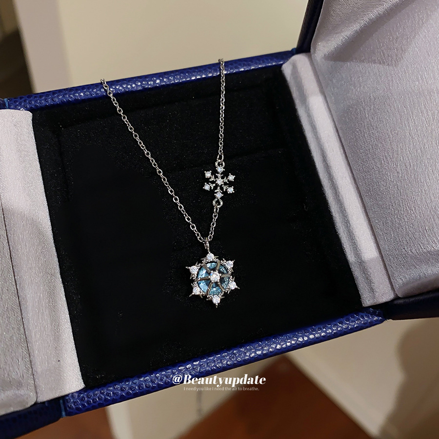 Sparkling Ice Crystal Snowflak - Layered Pendant Necklace Aesthetic ulasan dan harga