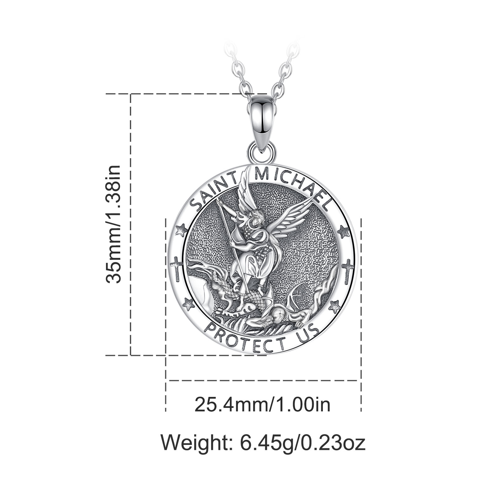 Eudora Saint Michael Necklace  - 925 Sterling Silver Chain Necklace Men ulasan dan harga