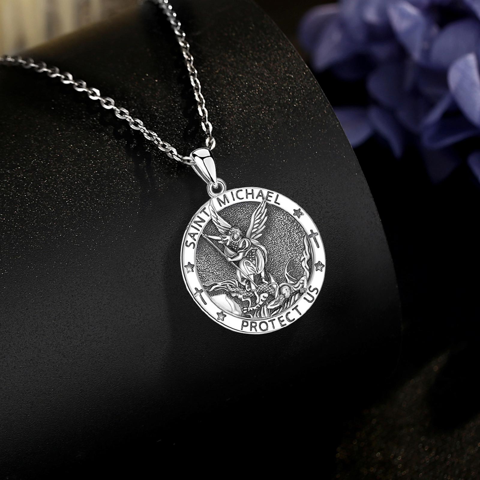 Eudora Saint Michael Necklace  - 925 Sterling Silver Chain Necklace Men ulasan dan harga