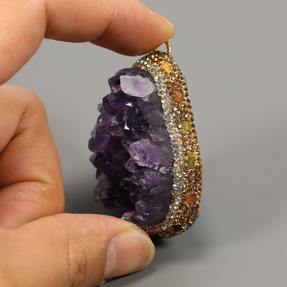 Natural Purple Amethyst Quartz - Crystal Pendant Necklace Natural Stone ulasan dan harga