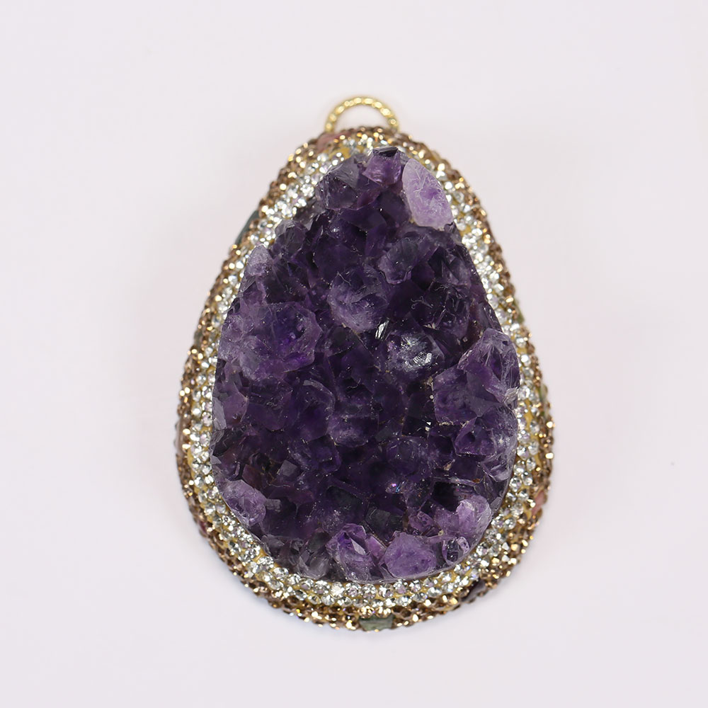 Natural Purple Amethyst Quartz - Crystal Pendant Necklace Natural Stone ulasan dan harga