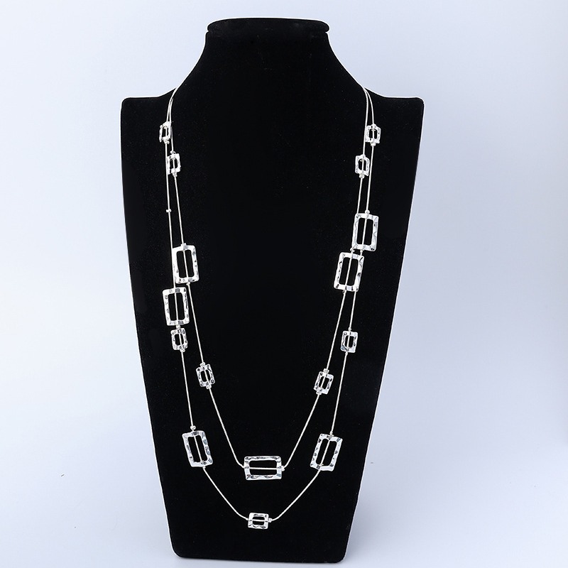 Layered Long Chain Necklace Ha - Layered Pendant Necklace Aesthetic ulasan dan harga