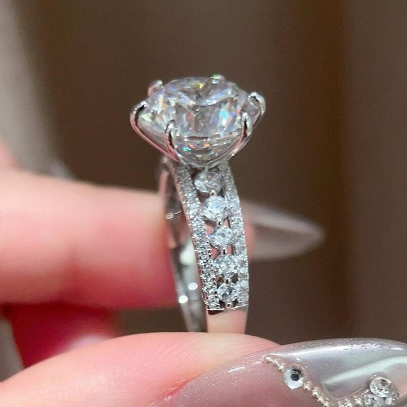 4 Carats High Sparkle Classic  - Moissanite Engagement Ring 1 Carat ulasan dan harga