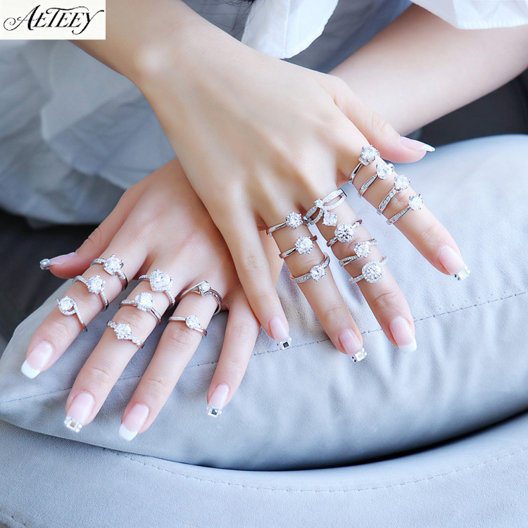 AETEEY S925 Silver Twisted Sha - Moissanite Engagement Ring 1 Carat ulasan dan harga