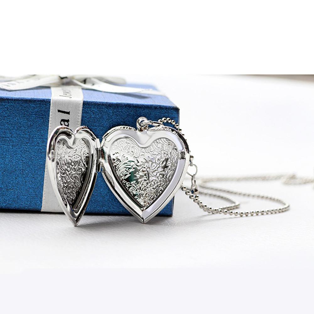 Fashion Heart Shape Alloy Phot - Heart Locket Necklace Photo ulasan dan harga